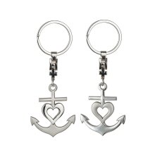 Metalen sleutelhanger "Liefdesanker" SORTS MAT en SHINE VARIANT hart glanzend