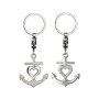 Metalen sleutelhanger "Liefdesanker" SORTS MAT en SHINE VARIANT hart glanzend