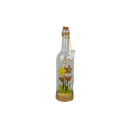 LED-Flaschenpost "Blumen", Flasche mit 3 Blumen (gelb, weiß, natur)
