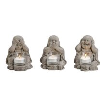 Teelichthalter Buddha, 3er Set, ca. 14 cm
