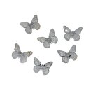 Papillons, métal argenté, lot de 6