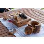 Jeu de voyage en bois dolivier 4 en 1 env. 25 cm