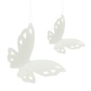 5er Set Deko-Hänger Schmetterling, weiß Porzellan