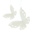 Pendentif décoratif Papillon blanc Porcelaine à boucles de satin 5pcs