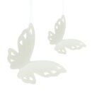 Deko-Hänger Schmetterling weiß Porzellan an Satinschlaufen 5er-Pack