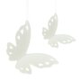Dekorativ bøjle sommerfugl hvid porcelæn på satinsløjfer 5-pak