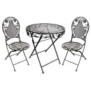 Set de terrasse, design antique, gris, 2 chaises + table