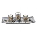 Decorative bowl rectangular with 3 candle holders...