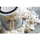 Rechthoekige decoratieve schaal met 3 kandelaars in grijs polyresin en stenen decoratie