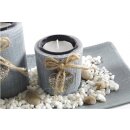 Dekoschale rechteckig mit 3 Kerzenhalter aus Polyresin grau und Steindekoration
