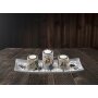 Decorative bowl rectangular with 3 candle holders polyresin gray and stone decoration