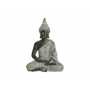 Boeddha Deco Figuur Zilver Zwart Polyresin, ca. 24 cm