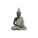 Boeddha Deco Figuur Zilver Zwart Polyresin, ca. 24 cm