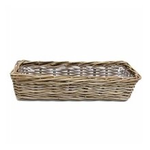Planter box rattan, large, approx. 60 x 16 x 15 cm