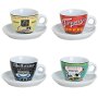 Espressotassen Set Bunt Aus Porzellan 4 Tassen Inkl Unterteller In Weiß Modern Retro Design