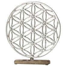 Fleur de vie sur base en bois, env. 36 cm