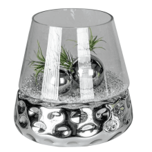 Windlicht Dots-silber, ca. 27 cm