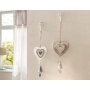 Heart hanger wood brown white set of 2 with bells