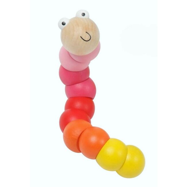 Articulated animal bending worm pink-red-yellow
