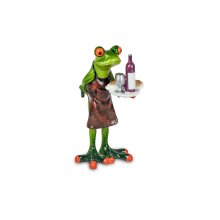Frosch Kellner, charmante Dekofigur aus Polyresin, ca. 16 cm