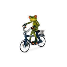 Frog on bicycle, approx. 16 x 17 cm, blue B
