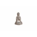 Theelichthouder Boeddha grijs, ca. 13 x 12 x 19 cm