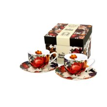 Tasses à expresso "Roses blanches", lot de 2, 110 ml chacune environ