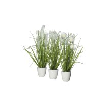 Gras in pot, groen/crème, ca. 36 cm, set van 3