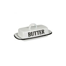 Enamel butter dish, approx. 8 x 21 x 13 cm