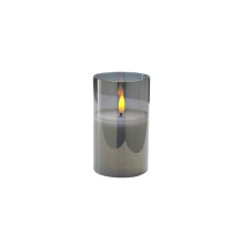 LED candle in glass, gray, approx. Ø 7.5 x 12.5 cm