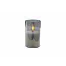 LED Kerze im Glas, grau, ca. &Oslash; 7,5 x 12,5 cm
