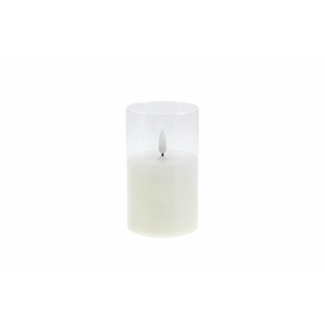 LED Kerze im Glas, weiß, ca. Ø 7,5 x 15 cm