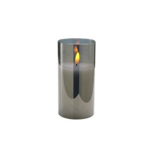 LED candle in glass, gray, approx. Ø 7.5 x 15 cm