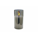 LED Kerze im Glas, grau, ca. &Oslash; 7,5 x 15 cm