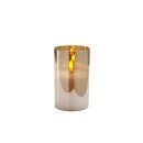 LED-lys i glas, guld, ca. Ø 7,5 x 12,5 cm