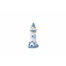 Leuchtturm Holz, blau/ wei&szlig;, ca. 18 cm