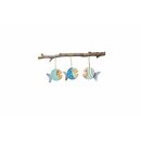Decorative wooden fish with jute thread to hang, set of 3