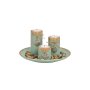 Tealight holder with decorative stones made of wood, green, approx. 25 x 13 x 25 cm