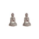 Bougeoir Buddha, set de 2, gris, env. 13 x 12 x 19 cm