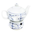 Teepott und Stövchen Indisch Blau, ca. 0,75 l, ca. 16 cm aus Porzellan