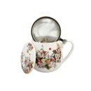 Becher mit Sieb "Vintage Flowers White-Ei", ca. 430 ml