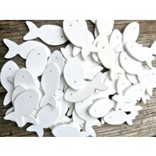 Poissons en bois 60 pcs., env. 3 x 6 cm à saupoudrer, blanc