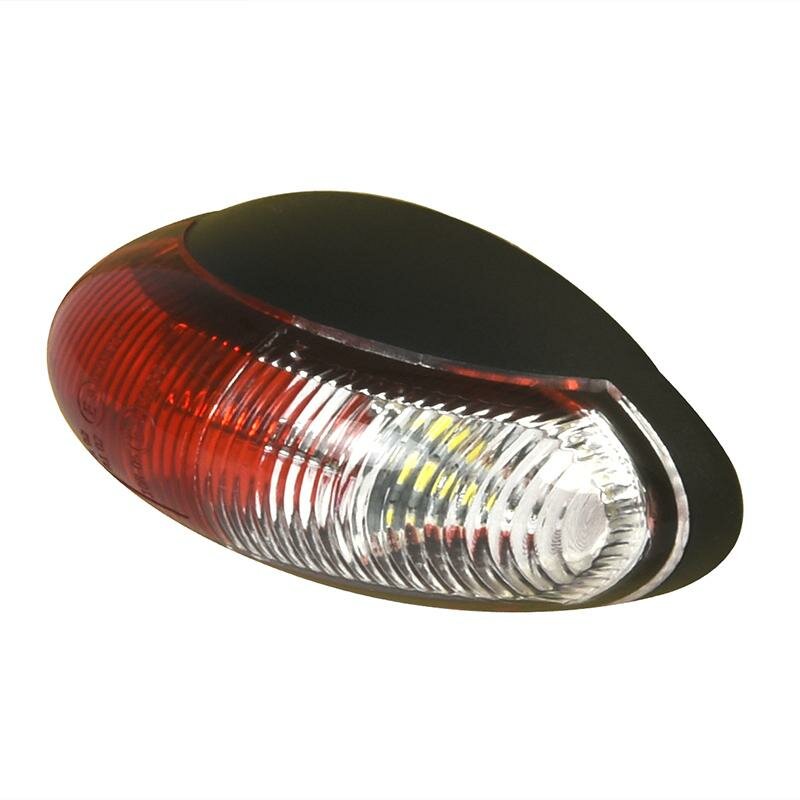 Umrissleuchte LED 12v Begrenzungsleuchte 2er Set rot/weiß 98x42x38 mm,  12/24 Volt, 2 Watt, 6 LED für Wohnmobil, Wohnwagen und Anhänger