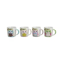 Becher Kaffeetasse  Eule aus Porzellan im 4er Set, ca. 350 ml niedliches Design