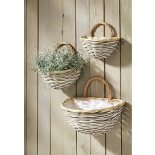 Corbeille murale à planter en osier et en chipboard - lot de 3