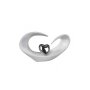 Elegantly curved decorative heart made of stoneware in white and silver