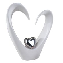 White and silver ceramic decorative heart