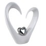 White and silver ceramic decorative heart