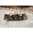 Decorative bowl rectangular with three candle holders in...