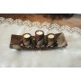 Decorative bowl rectangular with three candle holders in wood look